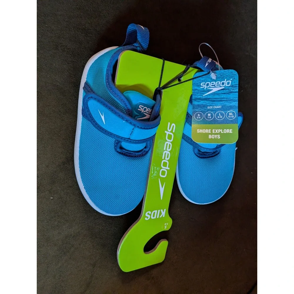 Speedo Shore Explore Boys Blue Quick Dry Mesh Water Shoes Size S 5-6 NEW‎